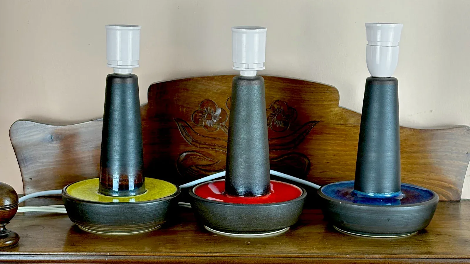 Colorful vintage Danish Søholm stoneware table lamps from the Table lamps collection