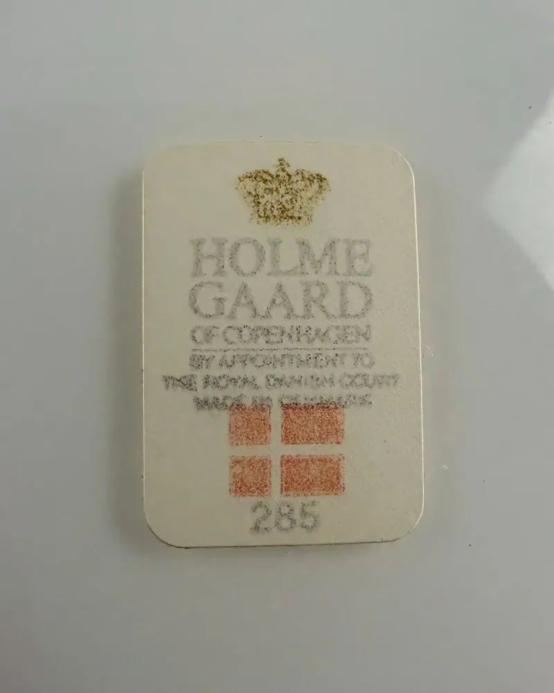 Holmegaard of Copenhagen paper label, Made in Denmark, number 285, on the Sakura lamp glass