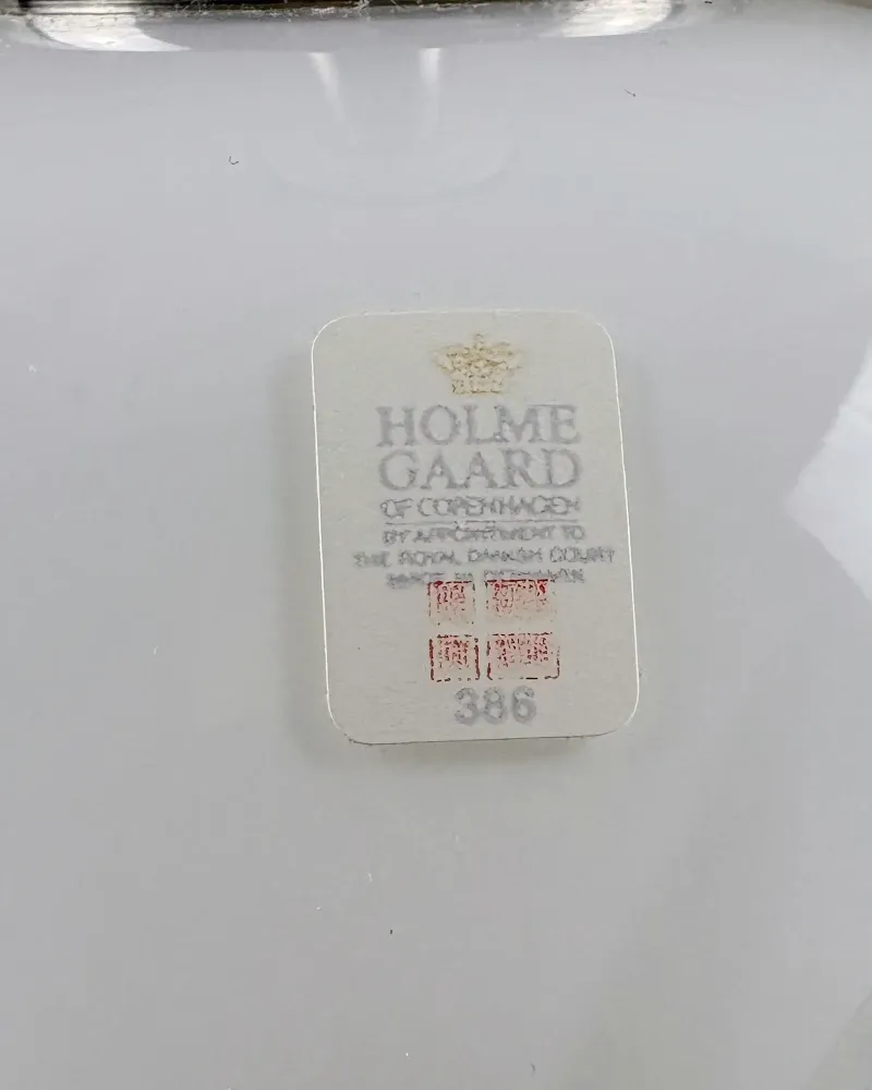 Original Holme Gaard of Copenhagen paper label, by appointment to the Royal Danish Court, on Sakura lamp glass