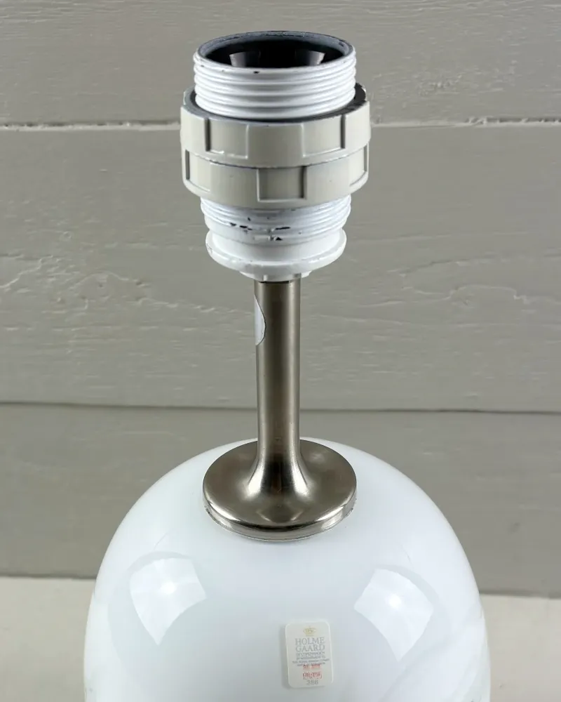 Threaded white socket and satin metal neck of the Holmegaard Sakura lamp by Michael Bang, no shade