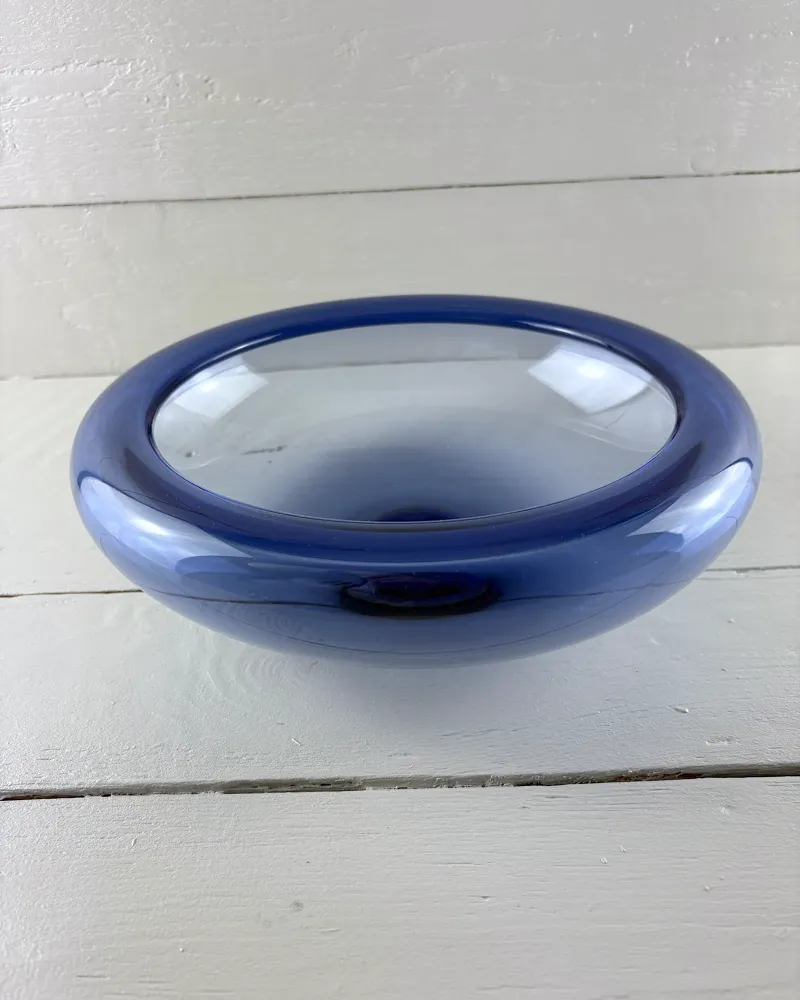 1960s Danish Per Lutken for Holmegaard Arne Provence Blue Glass Bowl 17792