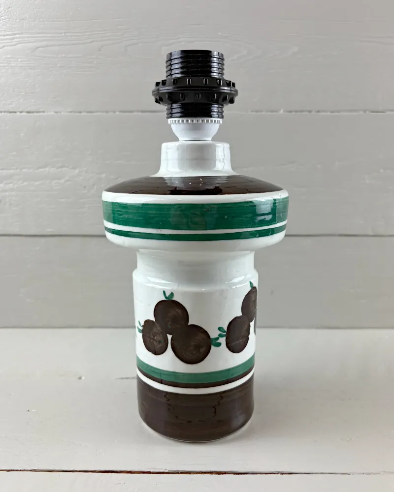 Mid-Century Swedish Rorstrand Hand-Painted Ceramic Table Lamp Base with Brown Fruit Motif
