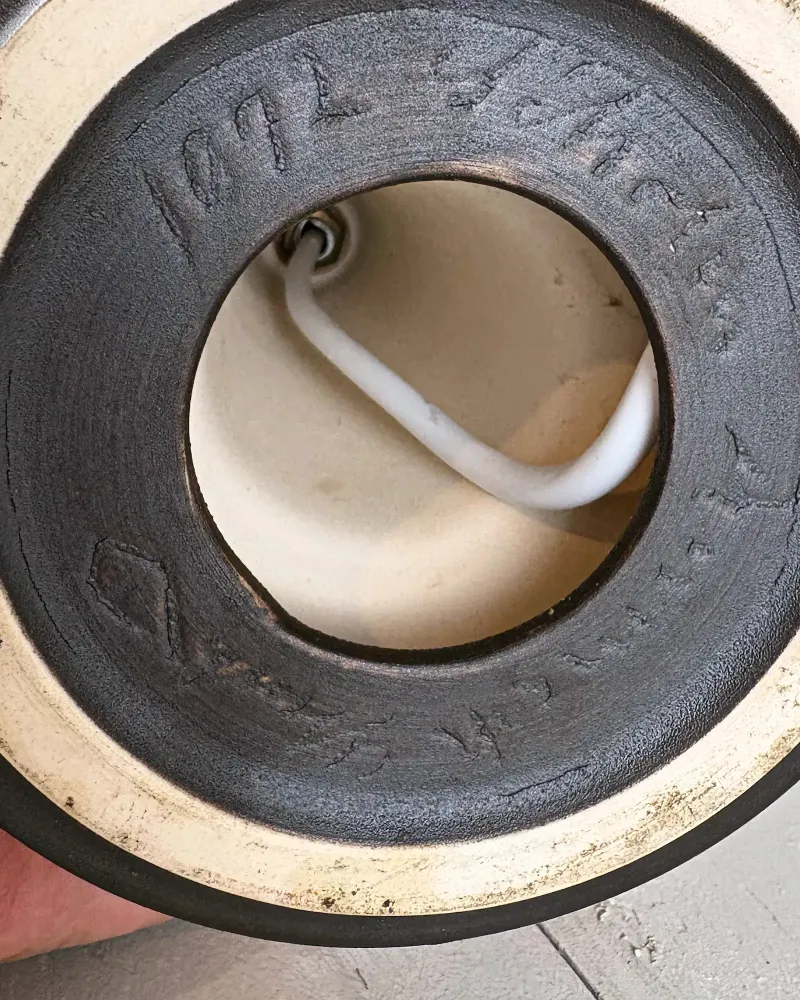 Underside of Soholm 1072 lamp with hand-incised model number 1072 and maker's markings on the foot