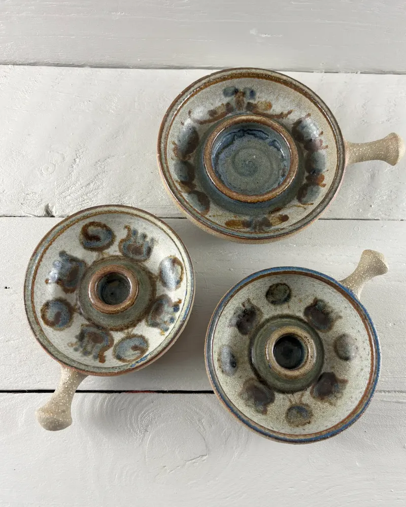 1970s Danish Soholm Stoneware Candle Holders by Noomi Backhausen, Set of 3